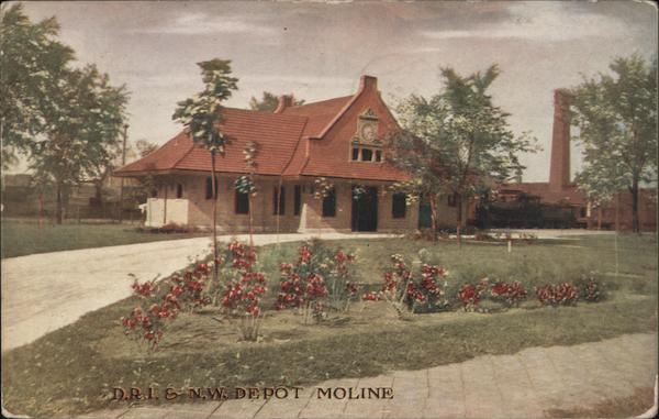 Davenport, Rock Island and North Western Depot Moline Illinois