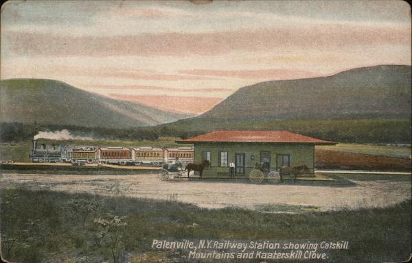 Railway Station showing Catskill Mountains and Kaaterskill Clove Palenville New York