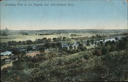 Birdseye View of La Fayette and Wabash River Postcard