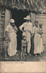 Family Group in a Guban Village Cuba Postcard Postcard Postcard
