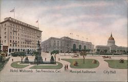 Hotel Whitcomb, Municipal Auditorium, City Hall San Francisco, CA Postcard Postcard Postcard