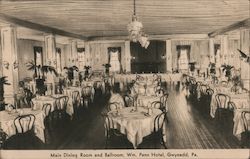 Main Dining Room and Ballroom Wm. Penn Hotel Postcard
