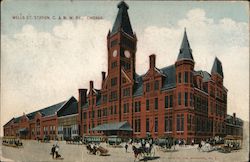 Wells Street Station, Chicago and North Western Railway Postcard