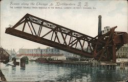 Scenes Along the Chicago & Northwestern R.R., The Largest Double Track Bascule in the World Postcard