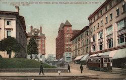 Morrison Street, Showing Post Office, Hotel Portland and Marquam Grand Theatre Postcard