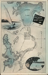 Map of the Lake Region, Tributary to Spirit Lake Iowa Postcard Postcard Postcard