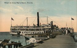 Steamer Landing at Wharf, 650 People on a Day's Outing at the Beach Anna Maria, FL Postcard Postcard Postcard