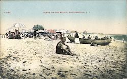 Scene on the Beach Southampton, NY Postcard Postcard Postcard