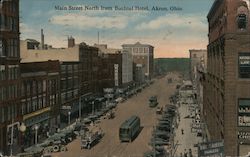 Main Street North from Buchtel Hotel Postcard