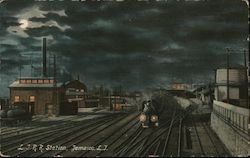 Long Island Railway Station at Night Postcard