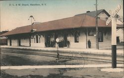 Delaware, Lackawanna and Western Railroad Depot Marathon, NY Postcard Postcard 
