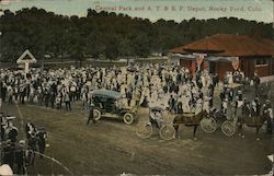 Central Park and Atchison, Topeka and Santa Fe Railway Depot Postcard