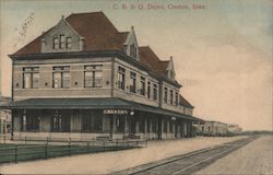 C. B. & Q. Depot Creston, IA Postcard Postcard Postcard