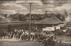 Morning Arrivals At Station Fox Lake, IL Postcard Postcard Postcard