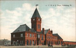 Chicago, Burlington and Quincy Railroad Depot Postcard
