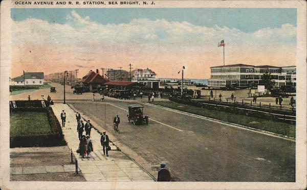Ocean Avenue and Railroad Station Sea Bright New Jersey