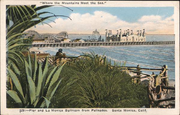 Pier and La Monica Ballroom from Palisades Santa Monica California