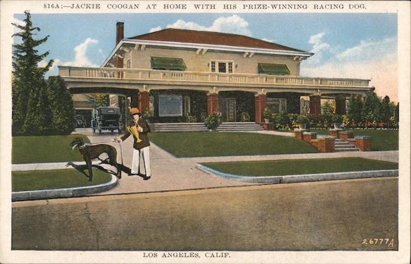 Jackie Coogan at Home with his Prize Winning Racing Dog. Los Angeles California
