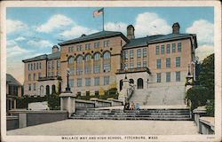 Wallace Way and High School Fitchburg, MA Postcard Postcard Postcard