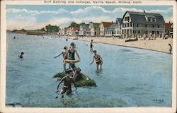 Surf Bathing and Cottages, Myrtle Beach Postcard