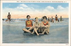 Bathing In The Atlantic Ocean, Carolina Beach Postcard