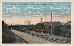 Nor. Pacific and Omaha Trains at Union Depot Ashland, WI Postcard Postcard Postcard