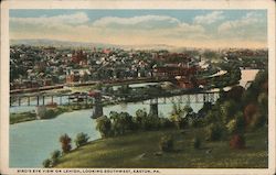Bird's Eye View on Lehigh River, Looking Southwest Easton, PA Postcard Postcard Postcard