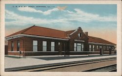 C.B. & Q. Ry. Depot Kewanee, IL Postcard Postcard Postcard