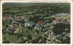 Aeroplane View of University of Kansas Postcard