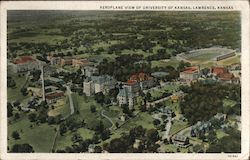 Aeroplane View of University of Kansas Postcard