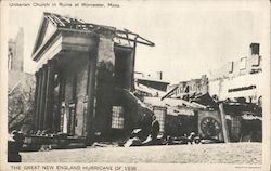 Unitarian Church in Ruins Worcester, MA Postcard Postcard Postcard