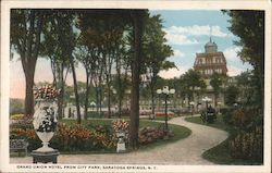 Grand Union Hotel from City Park Saratoga Springs, NY Postcard Postcard Postcard