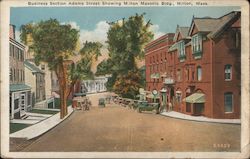 Business Section, Adams Street Showing Milton Masonic Building Massachusetts Postcard Postcard Postcard