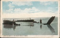 The Old Wreck Salisbury Beach, MA Postcard Postcard Postcard