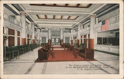 The Famous Lobby and Ladies' Gallery of the Marquette Hotel Postcard