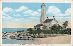 New London Harbor Light House Postcard
