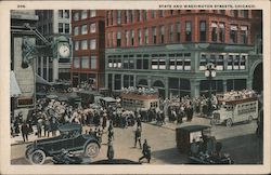 Open Top Busses - State and Washington Street Postcard