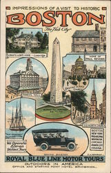 Royal Blue Line Motor Tours Boston Massachusetts Postcard Postcard Postcard