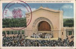 Afternoon Pipe Organ Recital, Balboa Park Postcard