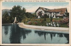 Private Swimming Pool and Home of "Doug and Mary" Beverly Hills, CA Postcard Postcard Postcard