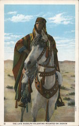 The Late Rudolph Valentino Mounted on Jadaan Postcard