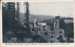 Aeroplane View of Jack London's Mansion Ruins, London Ranch Postcard