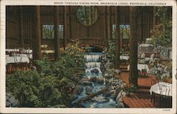 Brook Through Dining Room, Brookdale Lodge Postcard