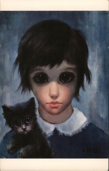 Girl and Her Cat by Walter Keane Modern
