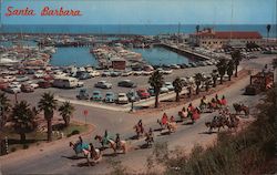 Santa Barbara Yacht Harbor, Spanish Fiesta Day Parade Postcard