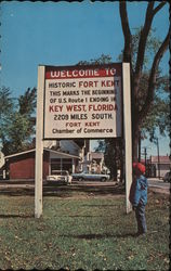 Sign at Beginning of U.S. Route 1 Fort Kent, ME Fred Bush Postcard Postcard Postcard