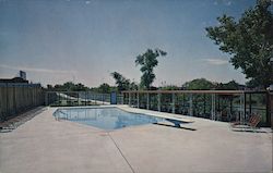 Pool and Sun Deck on Bank of Arkansas River - Hotel Broadview Postcard