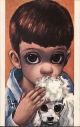 A Boy and His Dog by Walter Keane Modern Postcard Postcard Postcard