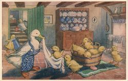 Ducklings' Bath-Time by Molly Brett Postcard