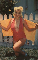 Woman in Low-Cut Swimsuit Postcard